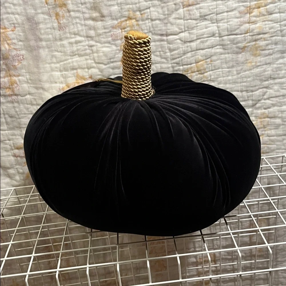 Threshold Black Velvet Pumpkin with Gold Stem